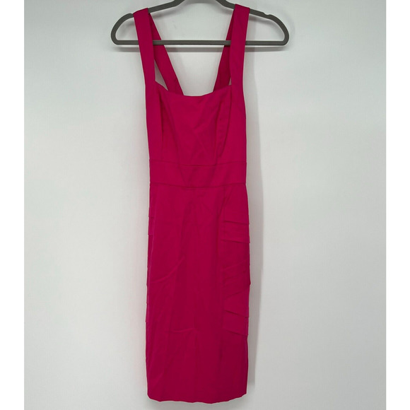 NWT Calvin Klein Sheath Dress Sz 8 Electric Pink Sleeveless Cross Back - Picture 1 of 9